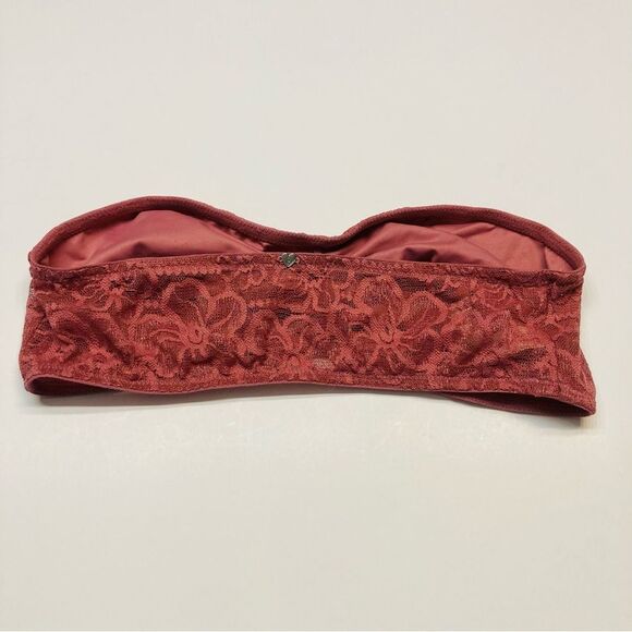 Victoria Secret Strapless Lace Bandeau‎ Bralette Bra Size Medium Dusky Pink - Picture 6 of 9